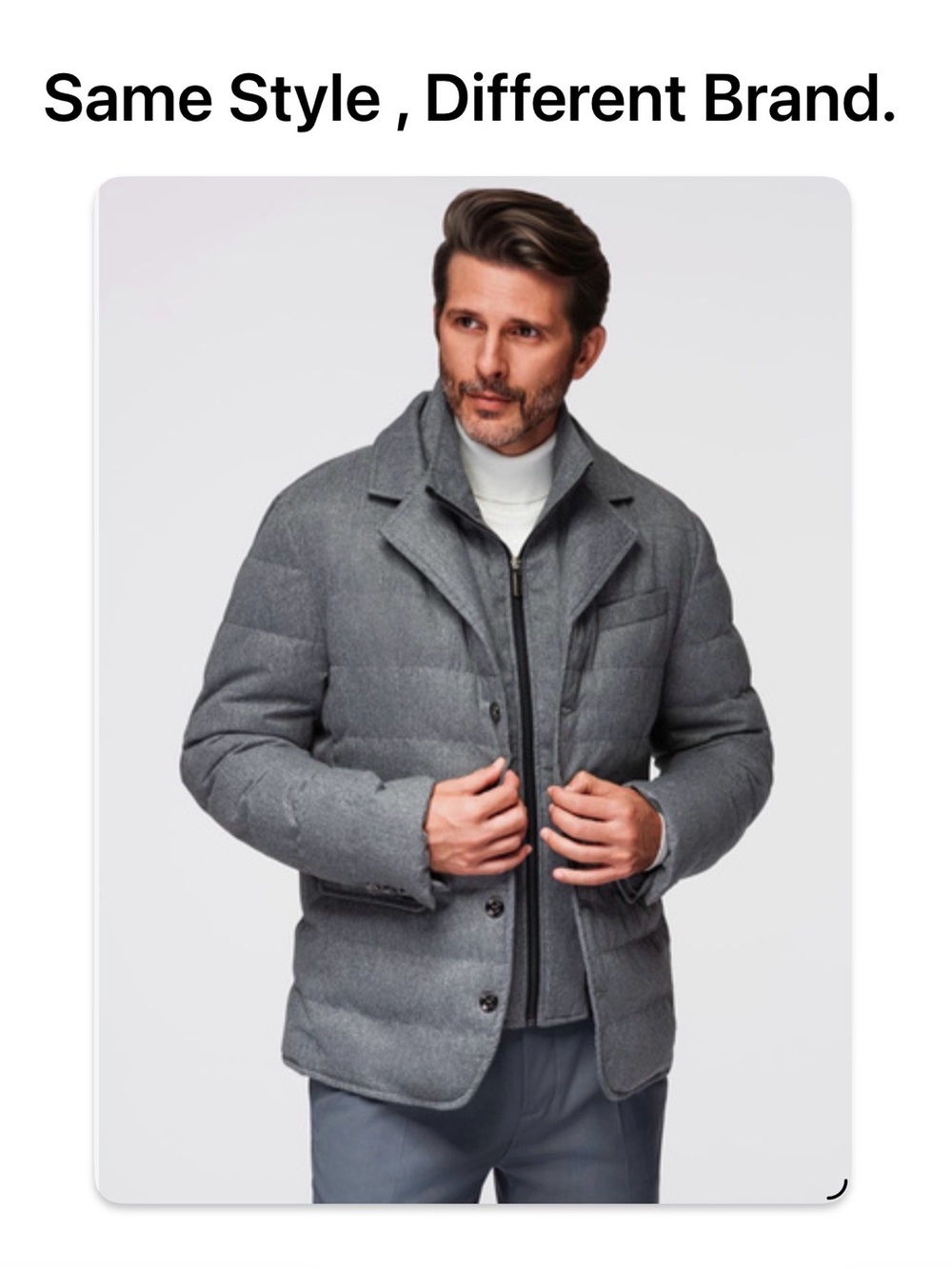 ****Lands' End ****Men's Gray Quilted Puffer Jacket with a Layered Inner Zip Bib